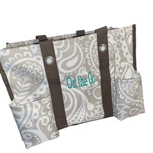 Zip-Top Organizing Utility Tote - Taupe Playful Parade